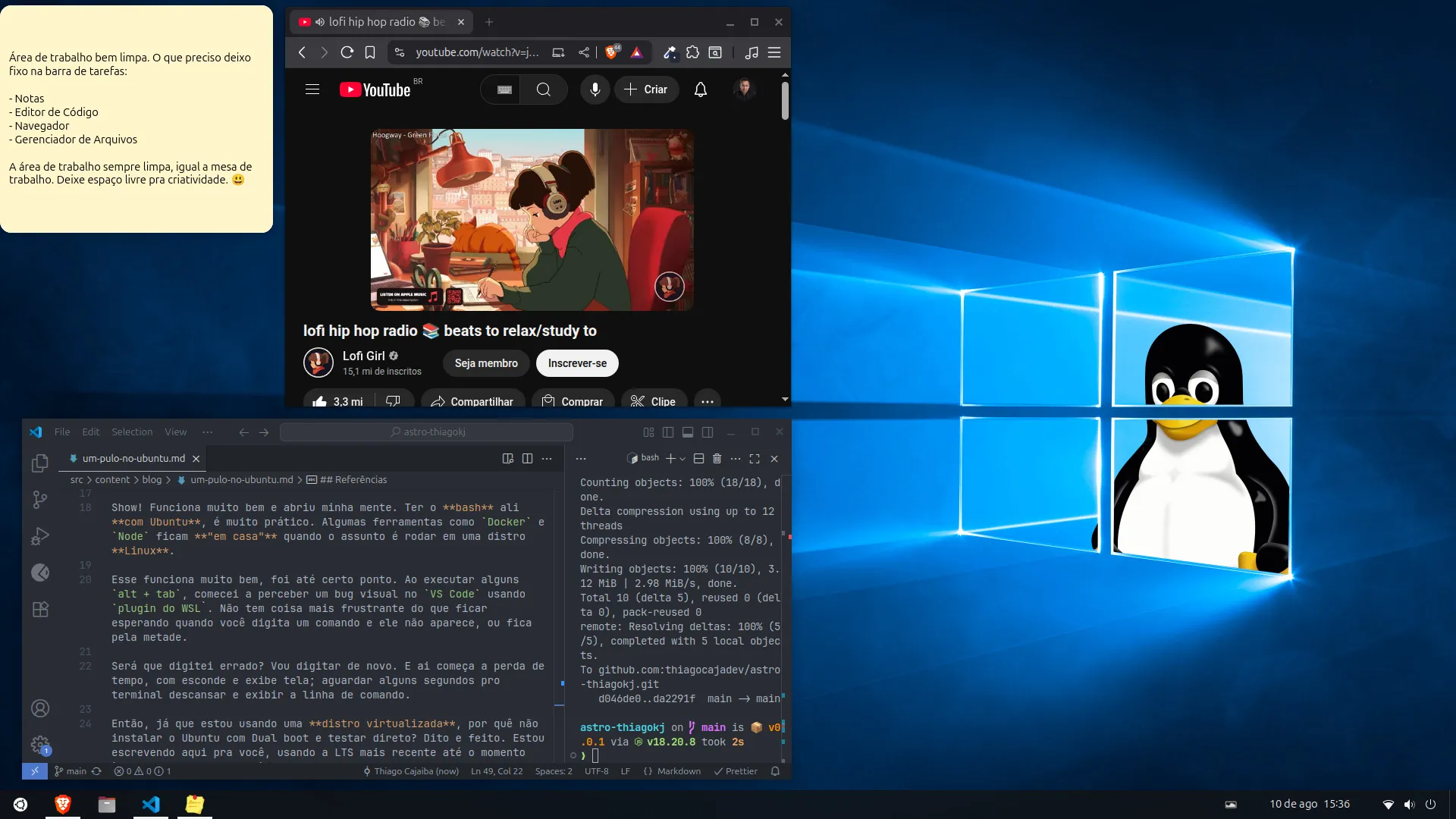 Meu desktop no Ubuntu