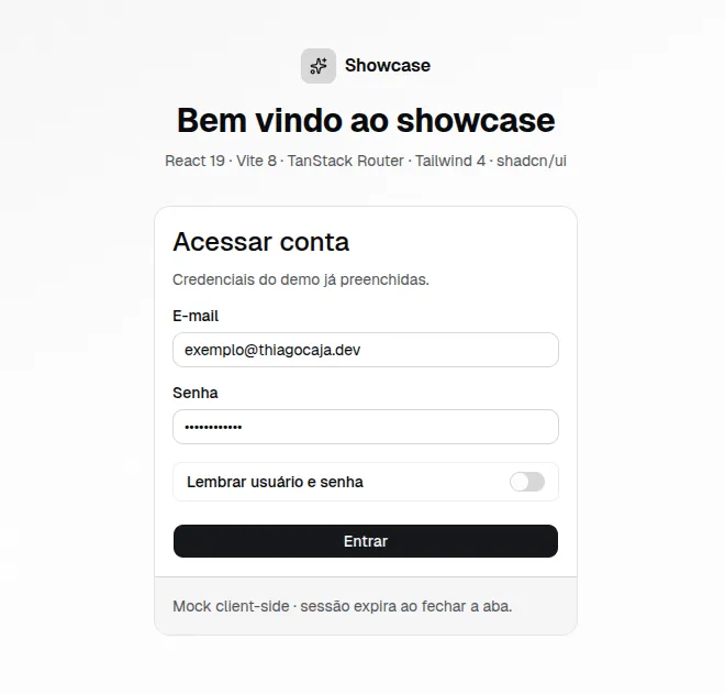 Login do Frontend Showcase